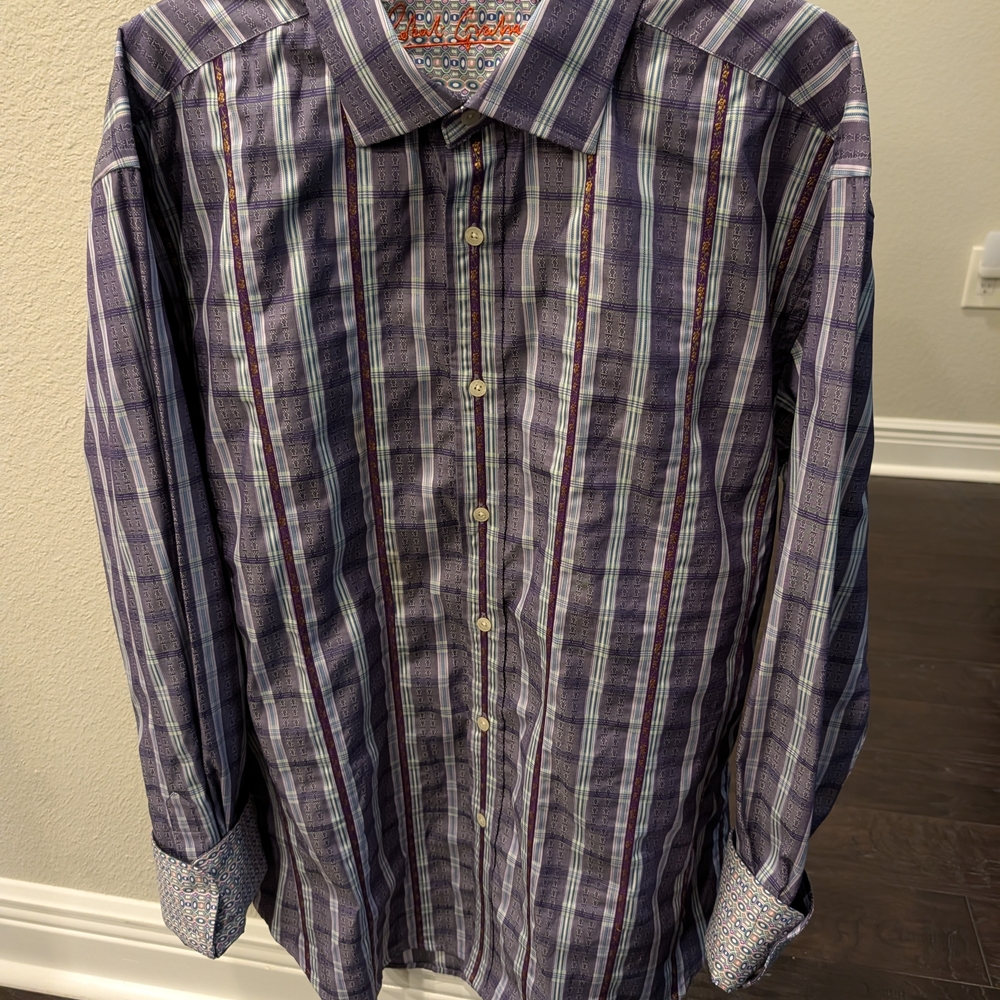 Robert Graham Multicolor Striped Button Down Shirt With Contrast Cuffs